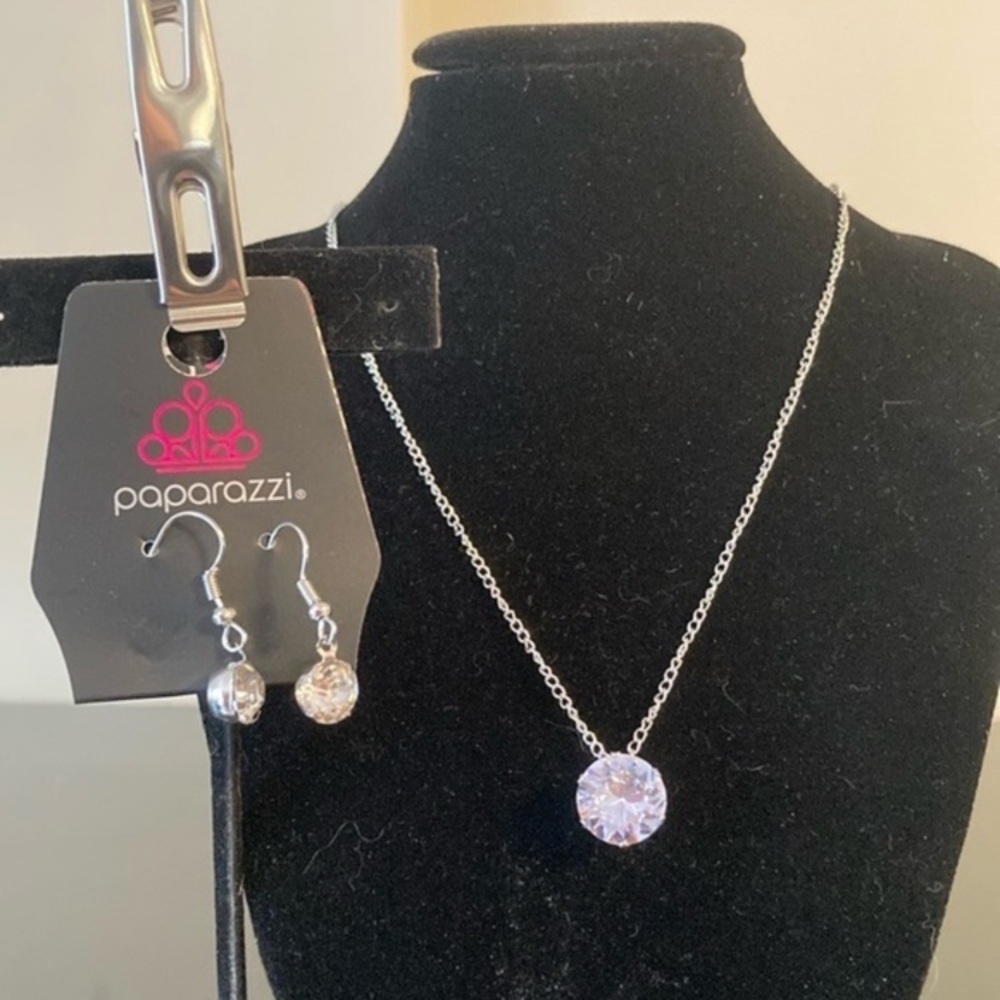 Paparazzi Silver Necklace with Crystal Pendant